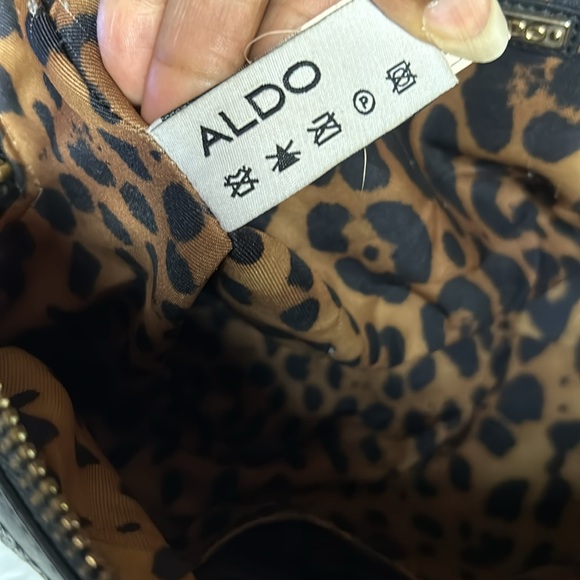 ALDO black pebble leather satchel handbag with detachable straps. Gold hardware. - Picture 2 of 14